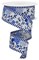 RG Ribbon: 1.5" Cottage Roses Wired Ribbon with Striped Edges - 10 Yards - White, Navy, Blue - For Bows, Wreaths, Crafts and Decorations